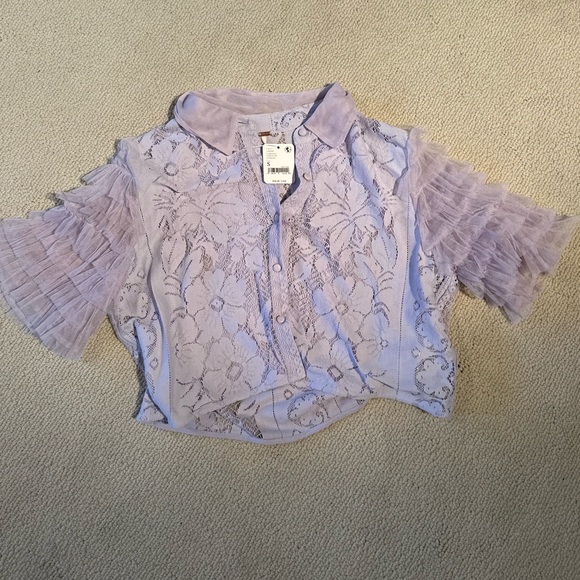 Free People purple cropped blouse size small NEW with TAG - Picture 1 of 10